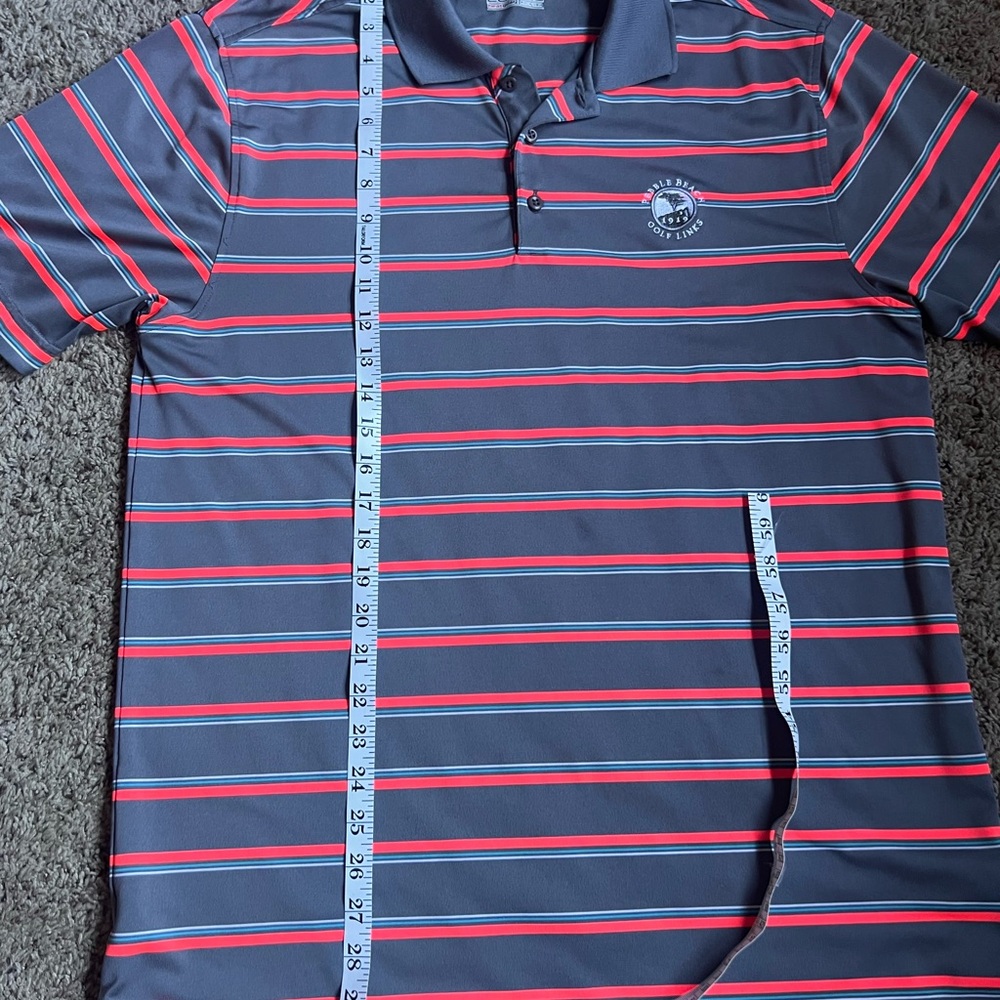 Under Armour Golf Polo Shirt Large Pebble Beach Golf Resort Club Orange Stripes - Picture 6 of 7